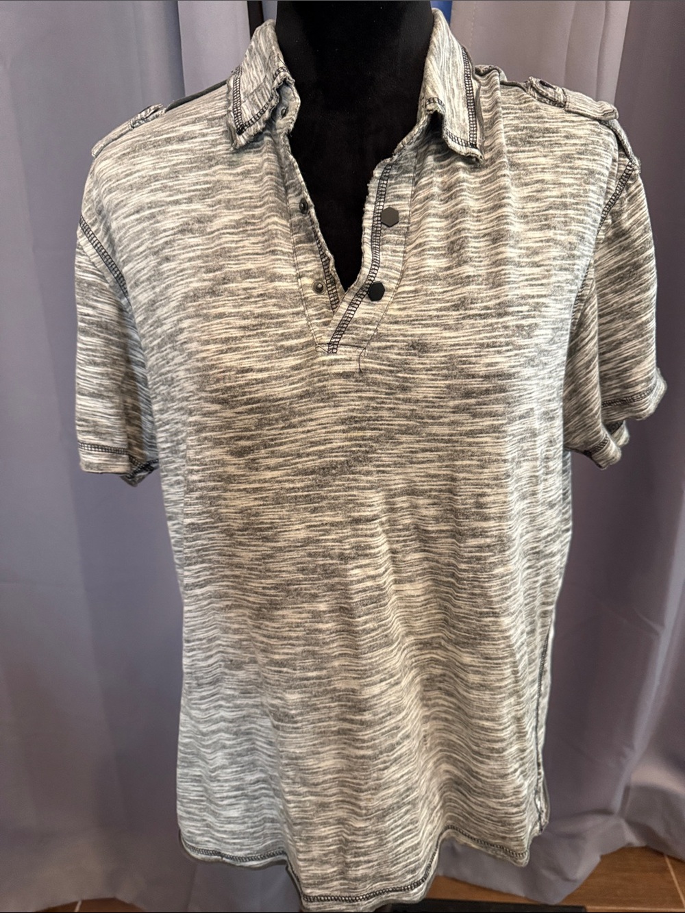 Buckle Heather Gray Marled Short-Sleeve Polo